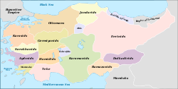 Map of the Anatolian Beyliks including the Hamidids