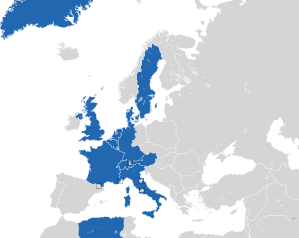 A coloured map of the countries of Europe