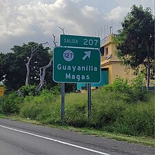 PR-2 west at exit 207 to PR-127 near Guayanilla barrio-pueblo