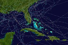 Tracks of hurricanes over Florida from 1975 to 1999