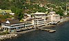 A waterfront hotel consisting of several two, three and four story buildings