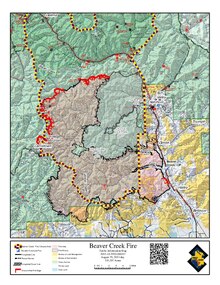 Map of Beaver Creek Fire and Past Fires Affected Area