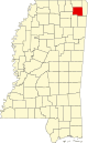 标示出普兰提斯县位置的地图