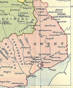 Map of south-east Wales