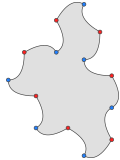 Chiral aperiodic monotile with quadratic Bézier curves as edges.