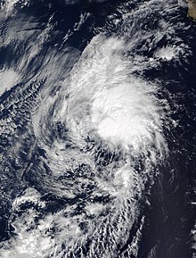 A satellite image of Tropical Storm Odalys on November 4