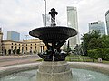 One of the fountains in the park.