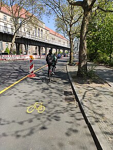 Pop-up bike lane in Berlin