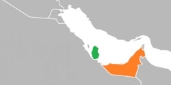 Map indicating locations of Qatar and United Arab Emirates