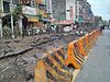 Heavily damaged street in Kaohsiung