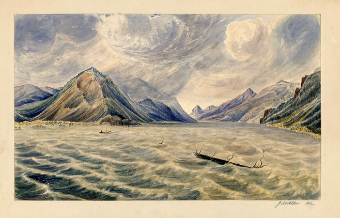 圖為詹姆斯·M·艾爾登於1860年前後繪製的水彩畫《風山》。