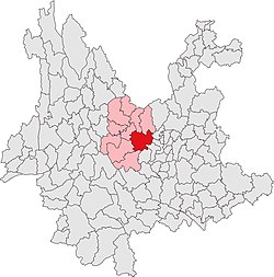 祿豐市在雲南省的位置