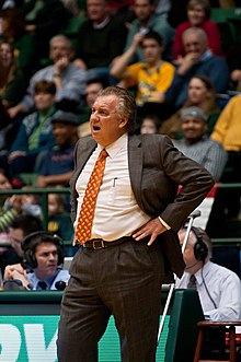 Blaine Taylor coaching the Old Dominion Monarchs during a 2012 loss to George Mason