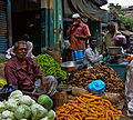 A vegetable retailer in Tamil Nadu. More than 95% of retail industry in India is unorganised.