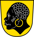 Coberg coat of arms showing a profile of patron Saint Maurice