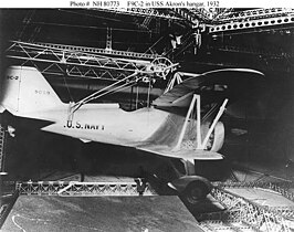 阿克伦号机库中的F9C战斗机。