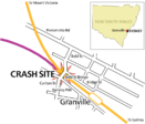 Map of the Granville railway disaster, west of Sydney