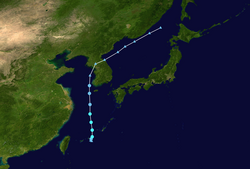 熱帶風暴雲雀的路徑圖