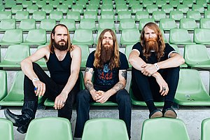 Kadavar at Maifeld Derby, 2016. From left to right: Simon Bouteloup, Christoph Lindemann and Christoph Bartelt.