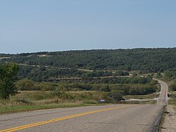 Highway 31 crossing the Pembina Valley in Southern Manitoba.