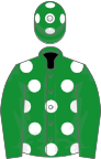 Green, White spots on body and cap
