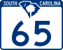 South Carolina Highway 65 marker