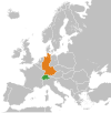 Location map for Switzerland and West Germany.