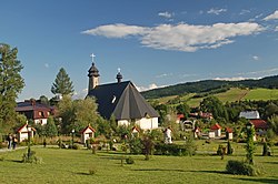 View of the town and Tatra Mountains