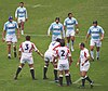 England (white) playing Argentina (blue) at Twickenham