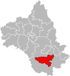 Situation of the canton of Saint-Affrique in the department of Aveyron