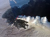 Eruption columns of mixed eruption at Holuhraun, Iceland in 2014