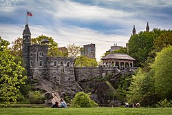 View of Belvedere Castle from across Turtle Pond