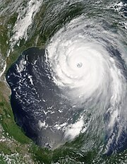 Hurricane Katrina near peak strength on August 28, 2005.