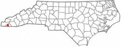 Location of Hayesville, North Carolina