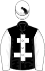 BLACK, white cross of lorraine and sleeves, white cap, black tassel