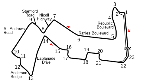 2015–2017年期间使用重新部置11至13号弯的布局