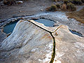 Deposits of several thousand years of calc sinter (travertine) in the Bridgeport, California Hot Springs