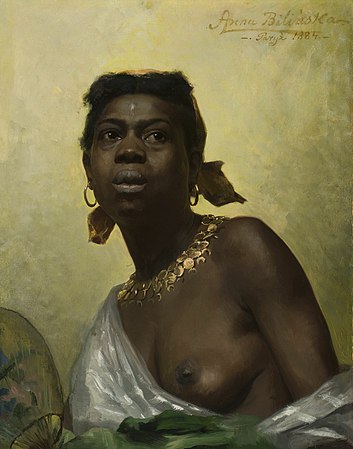 图为安娜·比林斯卡-博丹诺维奇于1884年绘画的《一个黑人》（A Negress）。现为华沙国家博物馆藏品。