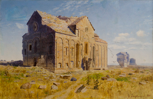 A 1900 painting of the cathedral by Gevorg Bashinjaghian, National Gallery of Armenia[142]