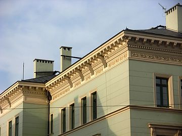 Friezes and cornice on the roof