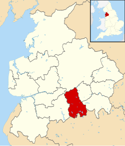 Blackburn with Darwen shown within Lancashire