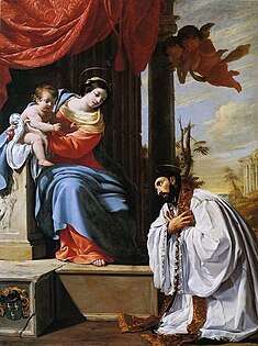 Saint Francis Xavier in adoration before the Virgin and Child