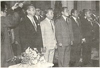 Harmoko (fourth from left) being sworn in as a functionary of the General Elections Institution.