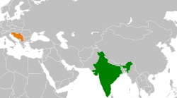 Map indicating locations of India and Yugoslavia