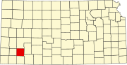 Map of Kansas highlighting Haskell County