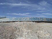 A concrete slab foundation of theGila River War Relocation Center.