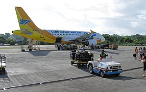 Cebu Pacific Airbus A319-100 at Tagbilaran Airport in 2009.