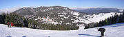 View from Vârtop ski resort in Arieșeni over the Vârtop Pass and the Bihor Mountains