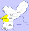 Map of Philadelphia highlighting West Philadelphia