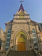 位於涪江路西三口和清新巷交叉口旁的江油福音堂，為汶川地震後重建